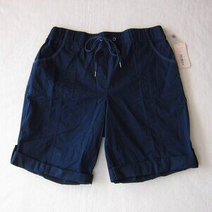 Allison Daley Navy Blue Bermuda Pull on Stretch Shorts Cuffs Size 16